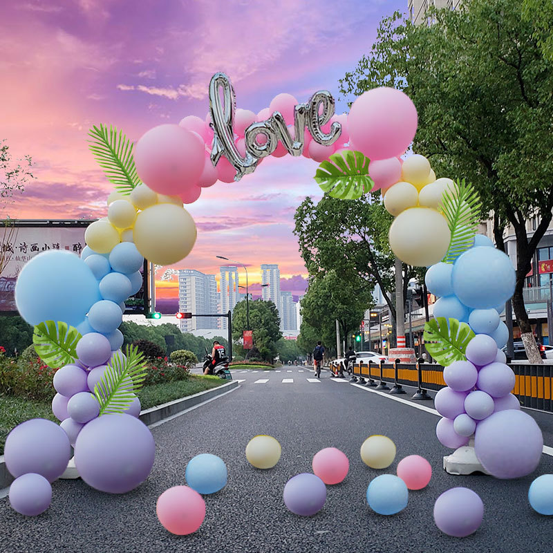 结婚气球拱门架子开业马卡龙婚礼装饰婚房场景布置不规则大小气球