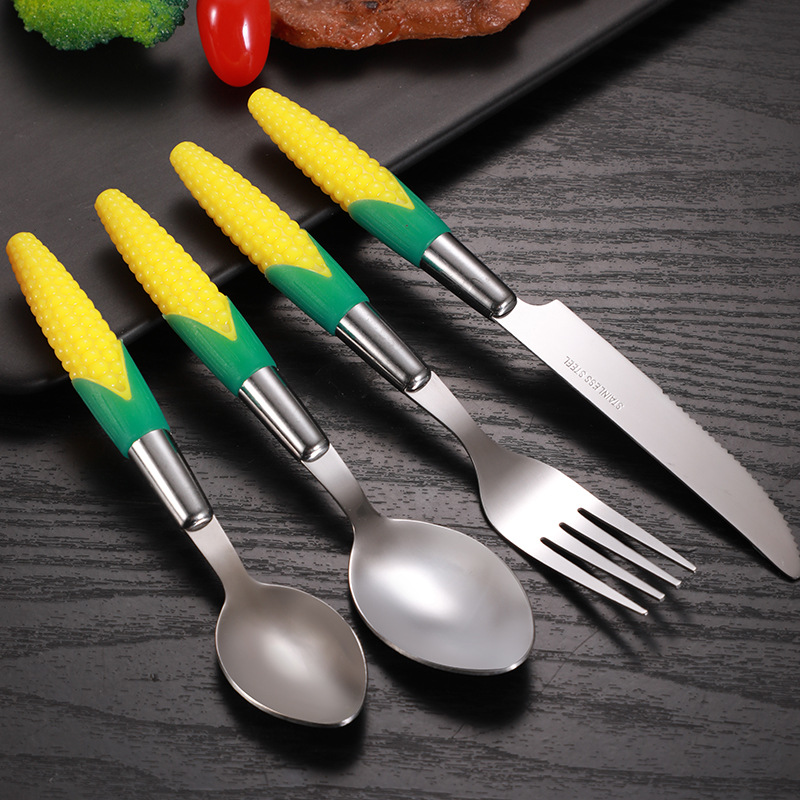 Creative Rural Style 410 Stainless Steel Tableware Set Household Outdoor Restaurant Western Tableware Stainless Steel Knife, Fork and Spoon