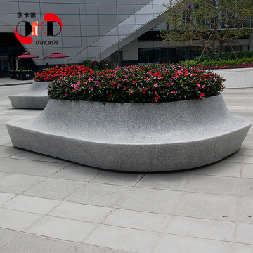 新款玻璃钢仿石树池座椅广场美陈异形坐凳户外frp休闲椅花池组合