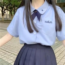 高档JK制服衬衫女学生娃娃领外穿学院风短袖校供感衬衣上衣夏季