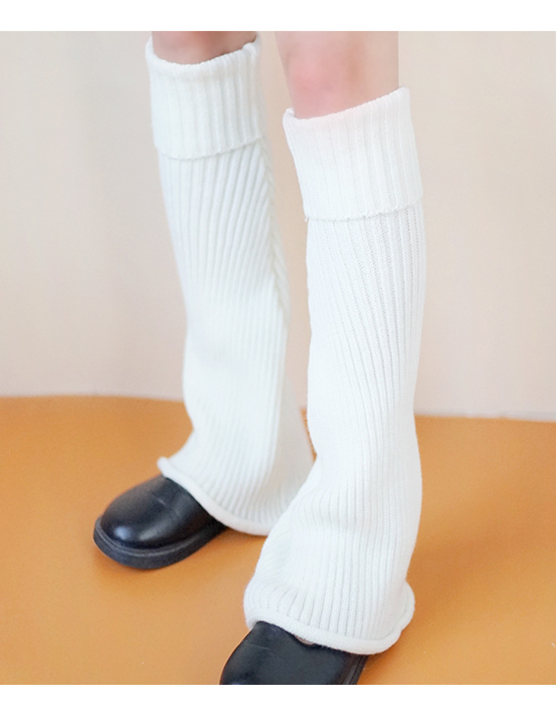 设计感白色jk辣妹甜酷针织袜套少女毛线喇叭腿套中长款学生堆堆袜