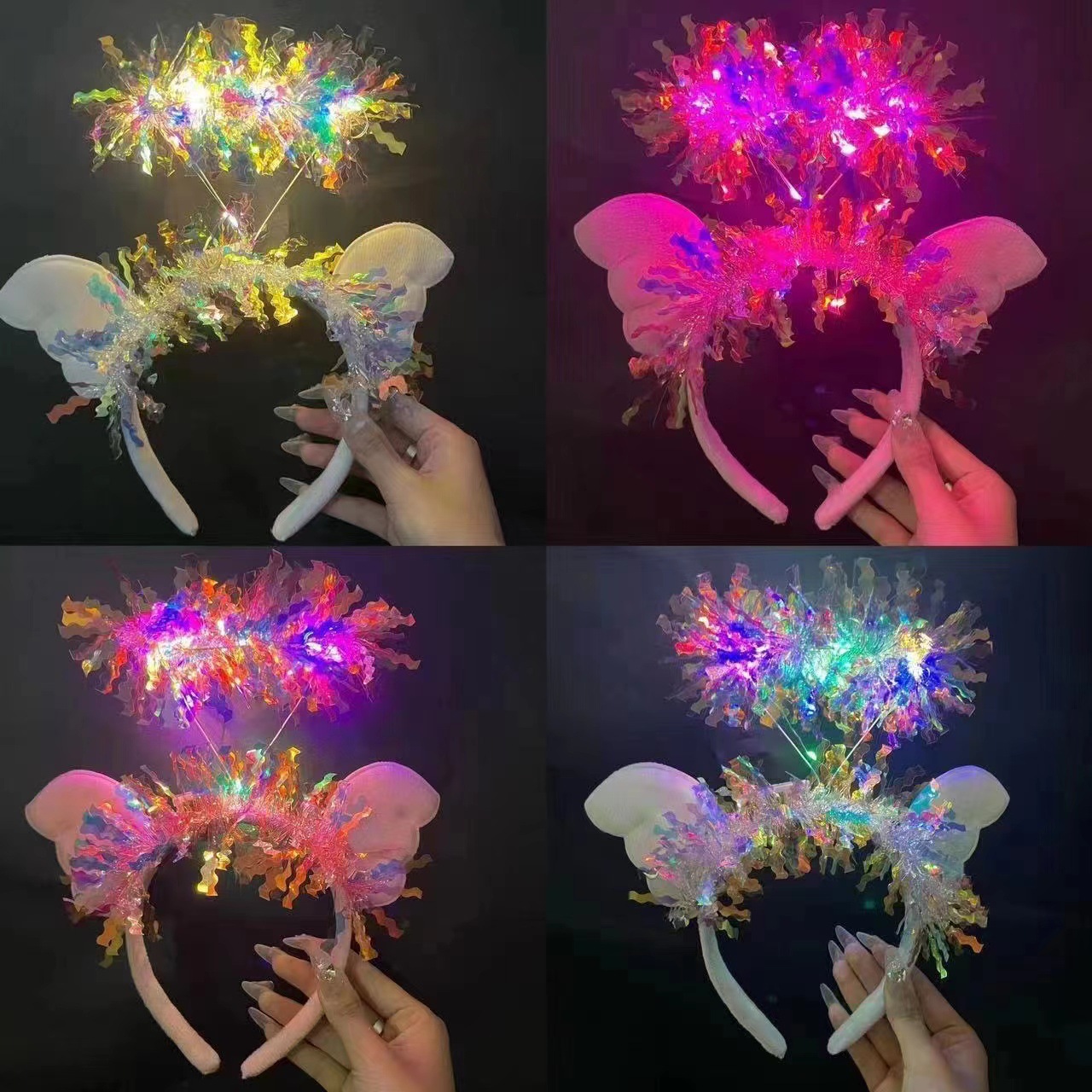 抖音天使光环发箍仙女花环发饰羽毛亮丝天使小翅膀头箍圣诞节