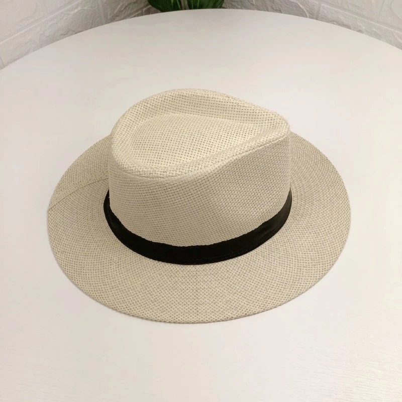 Papyrus Big Flat Brim Top Hat Summer Sun Protection Sun Hat Panama Straw Hat Men Outdoor Sun Hat