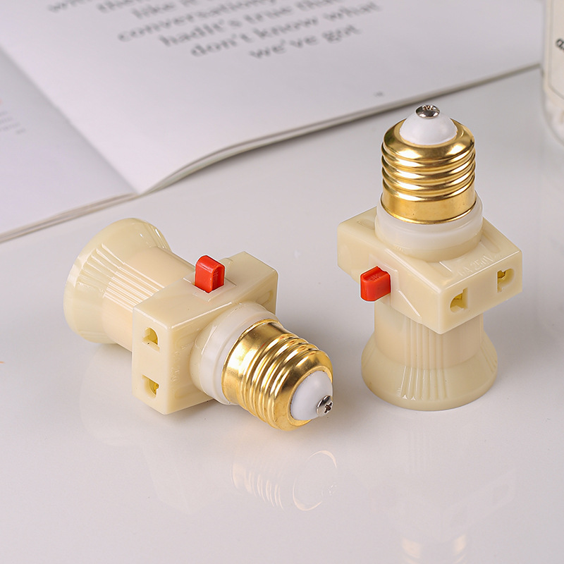 信达泰纯铜双分火e27灯头带开关双路转换螺口灯座罗口吊灯头