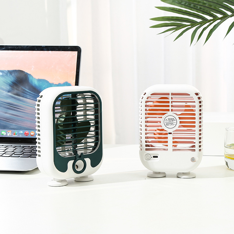 Creative Simple Air Cooler USB Spray Household Portable Charging Air Conditioner Fan Mini Desktop Spray Hydrating Fan