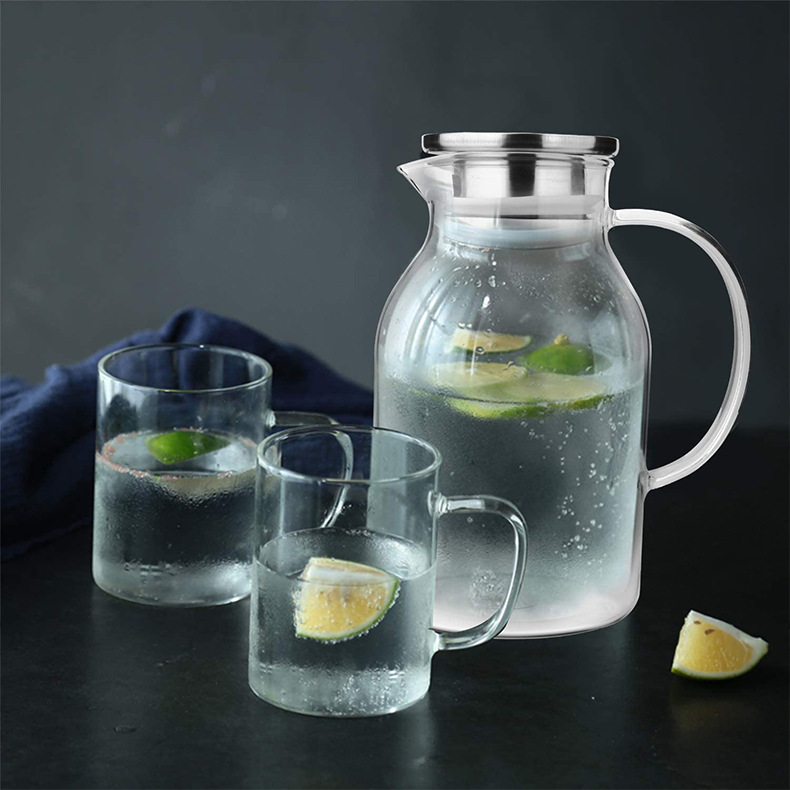 玻璃凉水加厚鸭嘴壶2l耐热冰箱日式壶餐厅泡茶北欧柠檬家用冷水壶