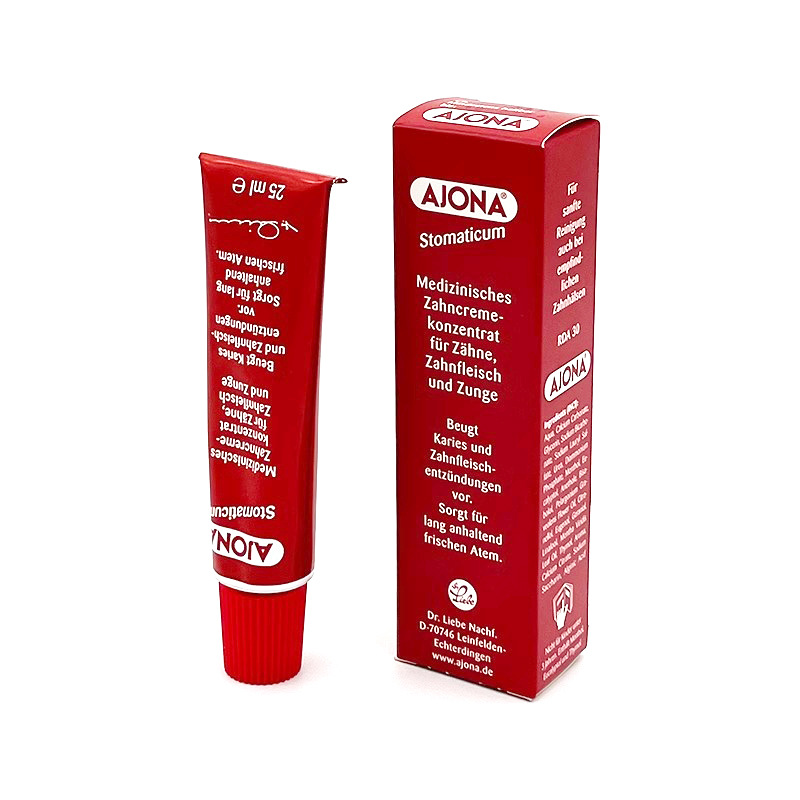 德国小红管牙膏ajona牙膏成人25ml浓缩型清新口气口腔清洁批发