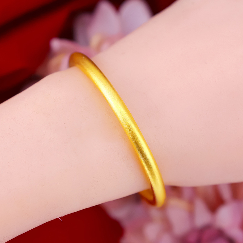 Ancient Heritage Bracelet Vietnam Placer Gold National Fashion Simple Bracelet Bracelet Female Xiaohongshu Tik Tok Live Stream National Style Solid Bracelet