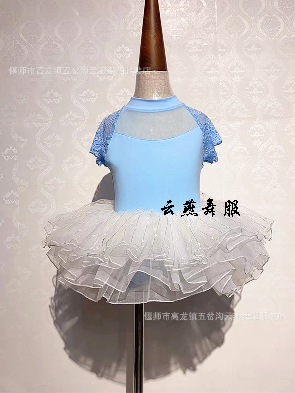 夏季练舞服舞蹈服儿童女孩夏季短袖连体裙练功女童芭蕾舞体操服