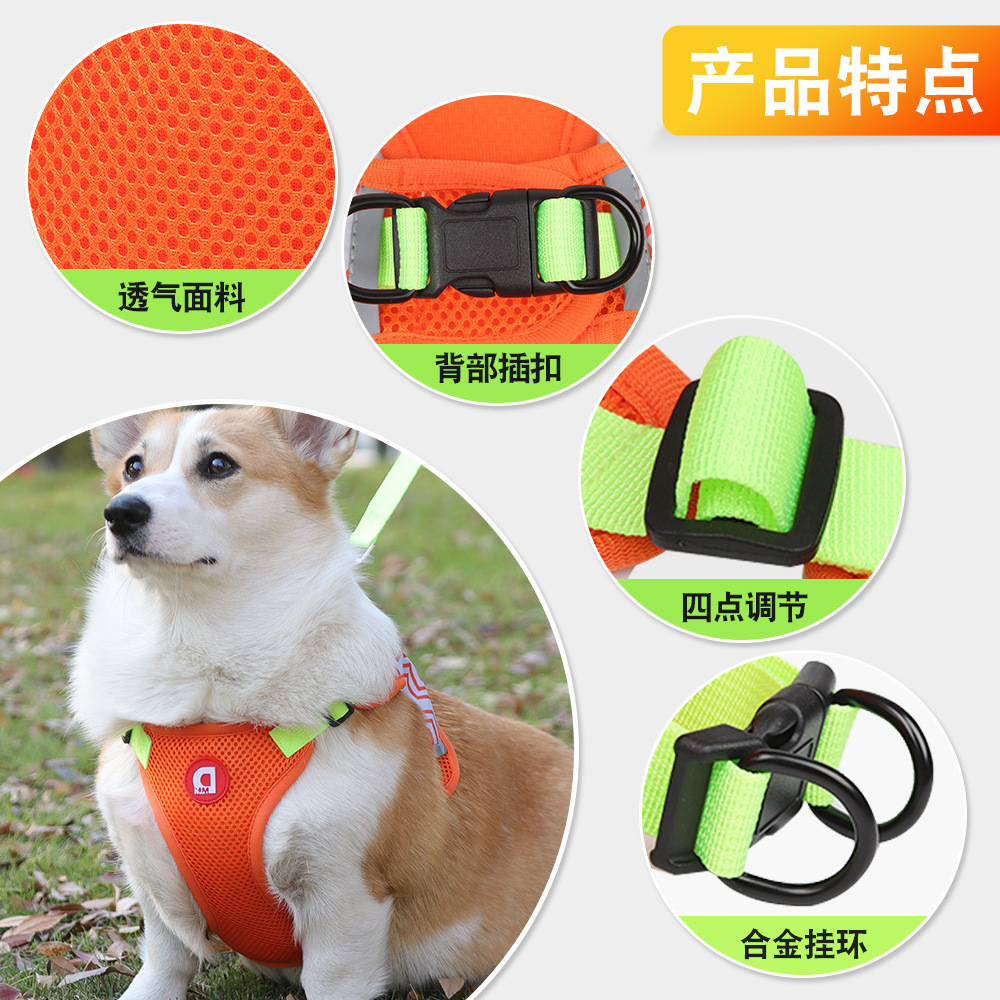 New Pet Hand Holding Rope Breathable Reflective Chest Strap Small and Medium-Sized Dogs Dog Leash Hand Holding Rope Pet Wholesale