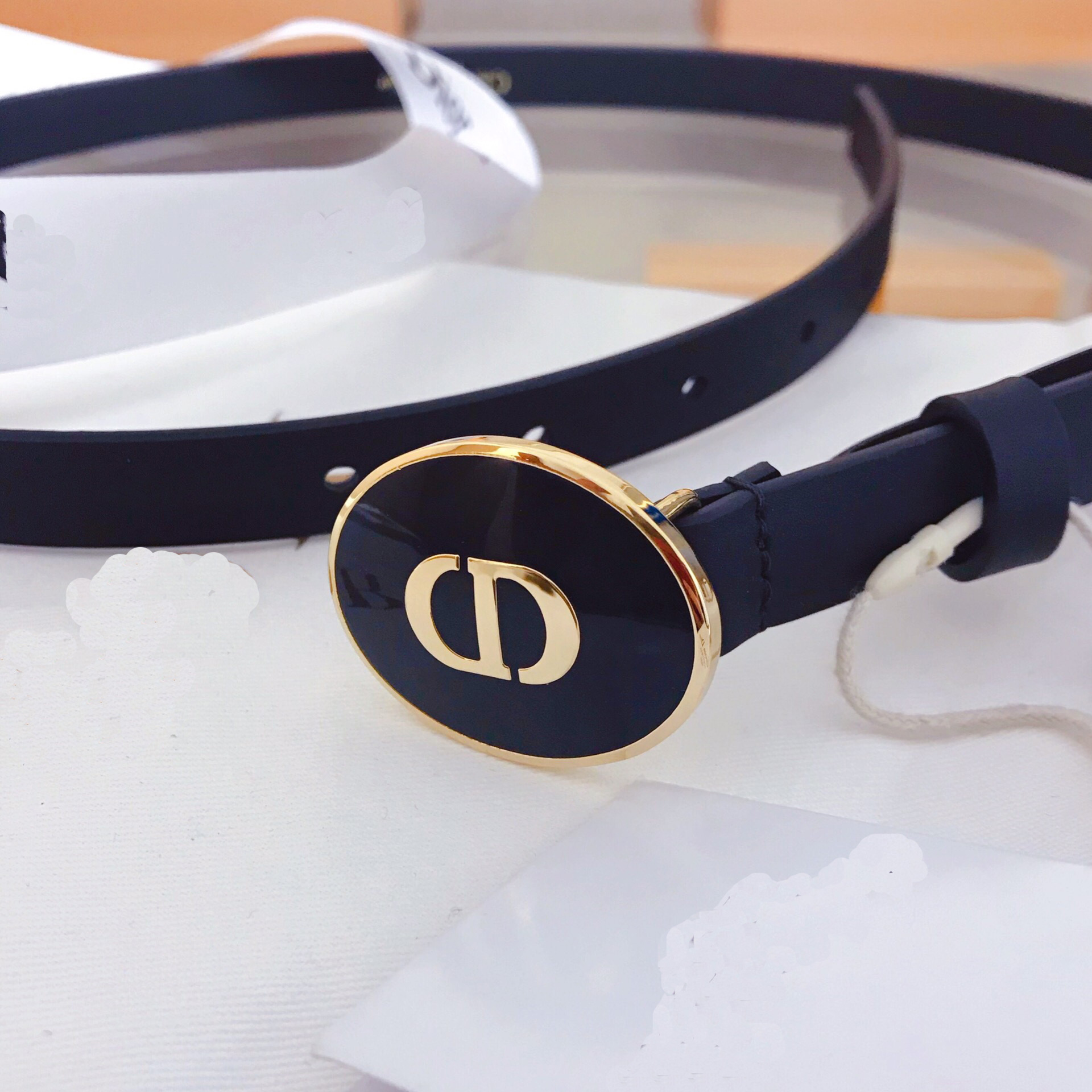 新品迪家cd腰带女头层牛皮细款皮带cd字母注胶小腰封裙子衣服配饰