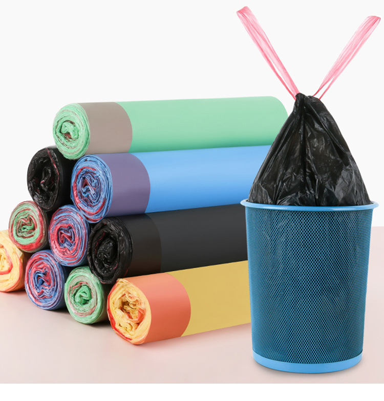 抽绳垃圾袋厂家批发彩色黑色点断式垃圾袋手提自动收口加厚垃圾袋