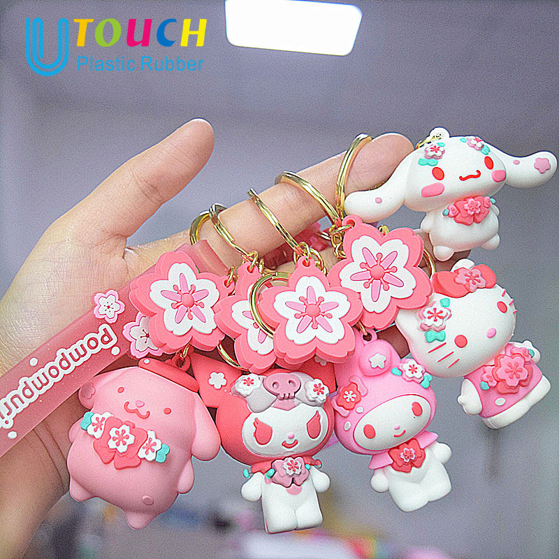 cartoon cherry blossom diary sanrio keychain pendant yugui dog doll key chain accessories female small gift wholesale