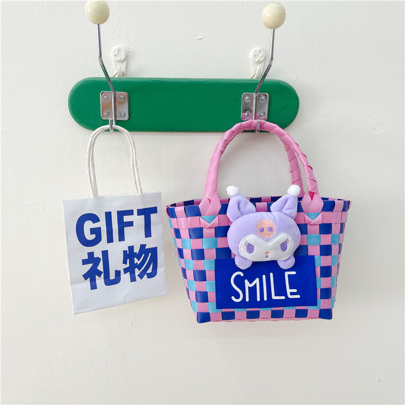 Cross-Border Children's Bags 2023 New Summer Woven Cartoon Small Vegetable Basket Western Style Girl Concave Shape Hand Bag Fashion