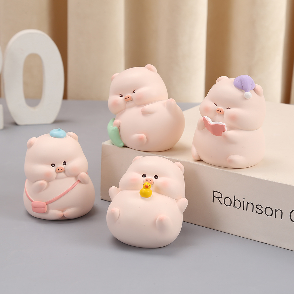Tianbaby Pig Series Cute Cartoon Resin Pencil Vase Decoration Coin Bank Children's Birthday Gift for School Opens Wholesale