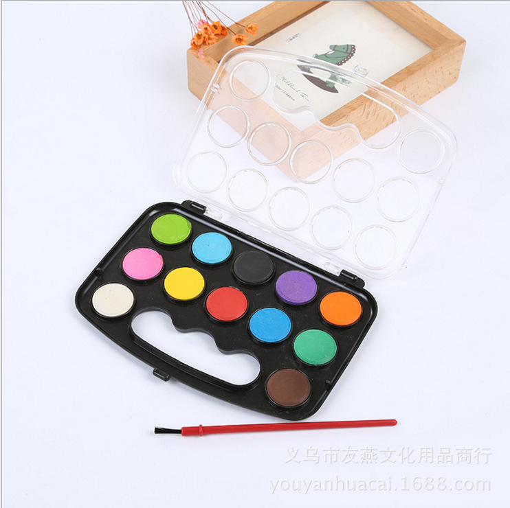 Gouache Wholesale Portable 12-Color Box Children's Painting Paint Set Gouache Solid Watercolor