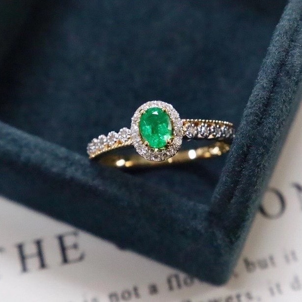 天然哥伦比亚祖母绿戒指 925银精工镶嵌 3*4mm 跨境一件代发-阿里巴巴