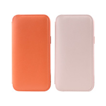 新款定制纯色翻盖式PU手机壳一体式全包PC磁吸适用iPhone搭配皮套