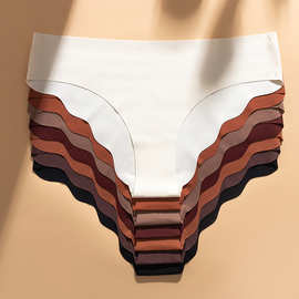 新款欧美无痕冰丝内裤女士云朵荷叶边低腰大码三角裤瑜伽运动内裤