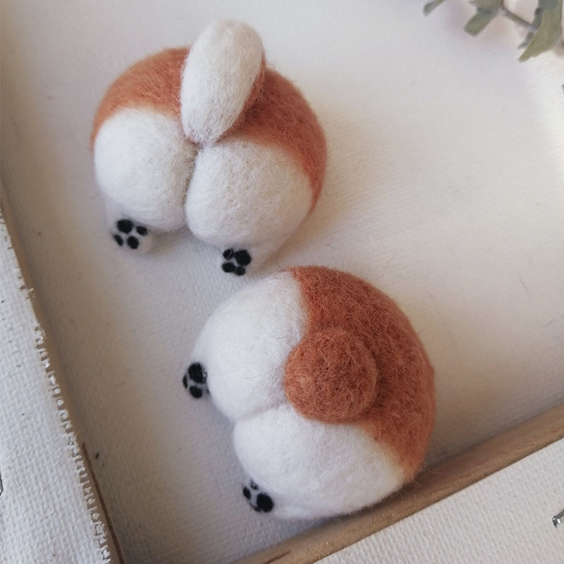 羊毛毡柯基屁股材料包 戳戳乐新手减压手工diy小动物狗狗猫爪