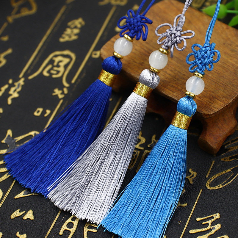 spot nylon jade thread small knot beaded tassel chinese knot small tassel hanging tassel pendant antique bookmark