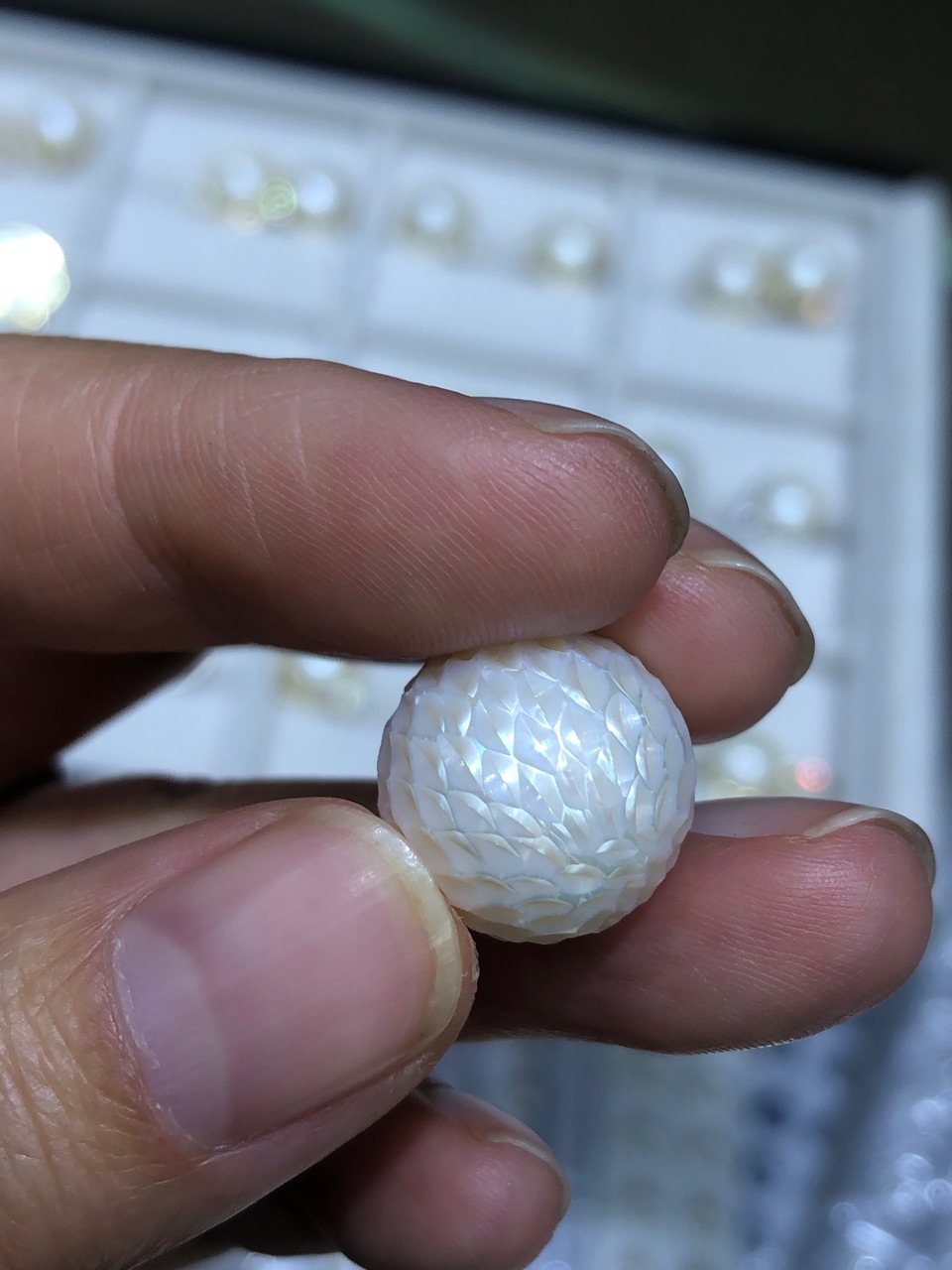 雕刻珍珠龙鳞珍珠12-16mm新品华珍珠山下湖厂家制作源头爱迪生