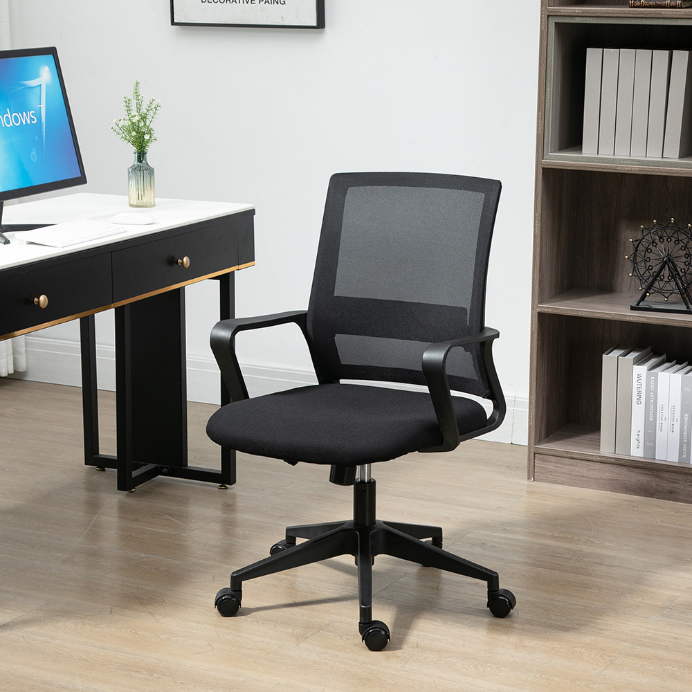 电脑网布椅 带脚轮扶手职员椅 商用办公室员工电脑椅子批发