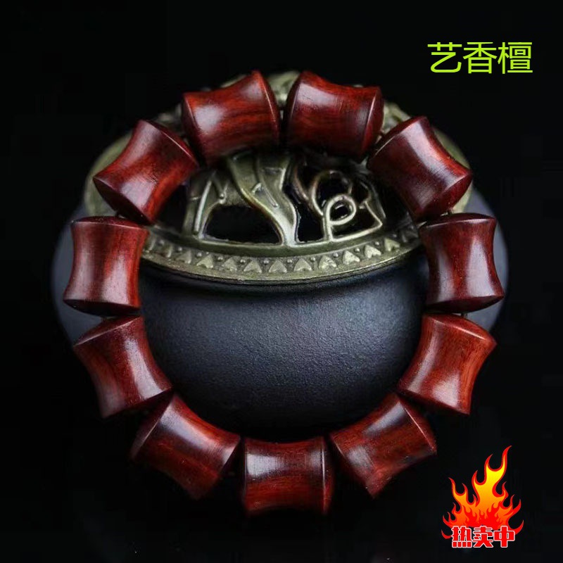 赞比亚血檀竹节珠手串高油老料小叶紫檀佛珠红木竹节手链念珠盘玩