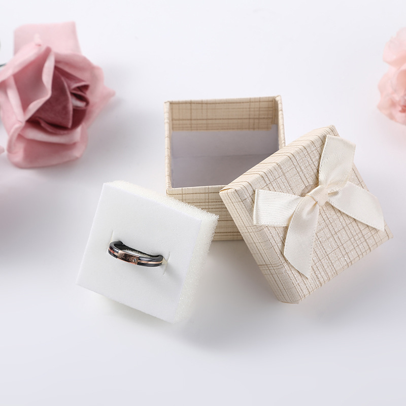 Factory in Stock Square Bow Ring Box Exquisite Stud Earrings Packing Box Six-Color Birthday Gift Box