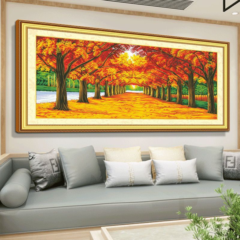 黄金满地十字绣满绣线绣自己绣2022新款客厅风景画简约现代刺绣