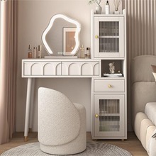 奶油风梳妆台卧室现代简约小户型网红收纳柜床头柜化妆台书桌一体