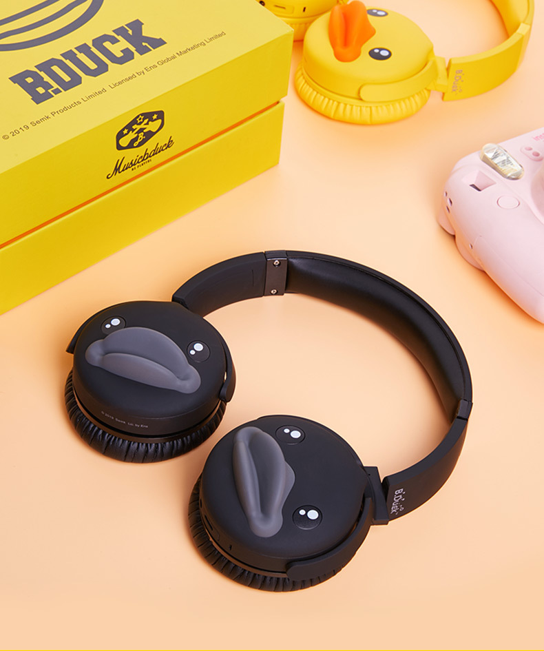 b.duck小黄鸭蓝牙耳机头戴式无线降噪高音质强续航女可爱折叠耳机