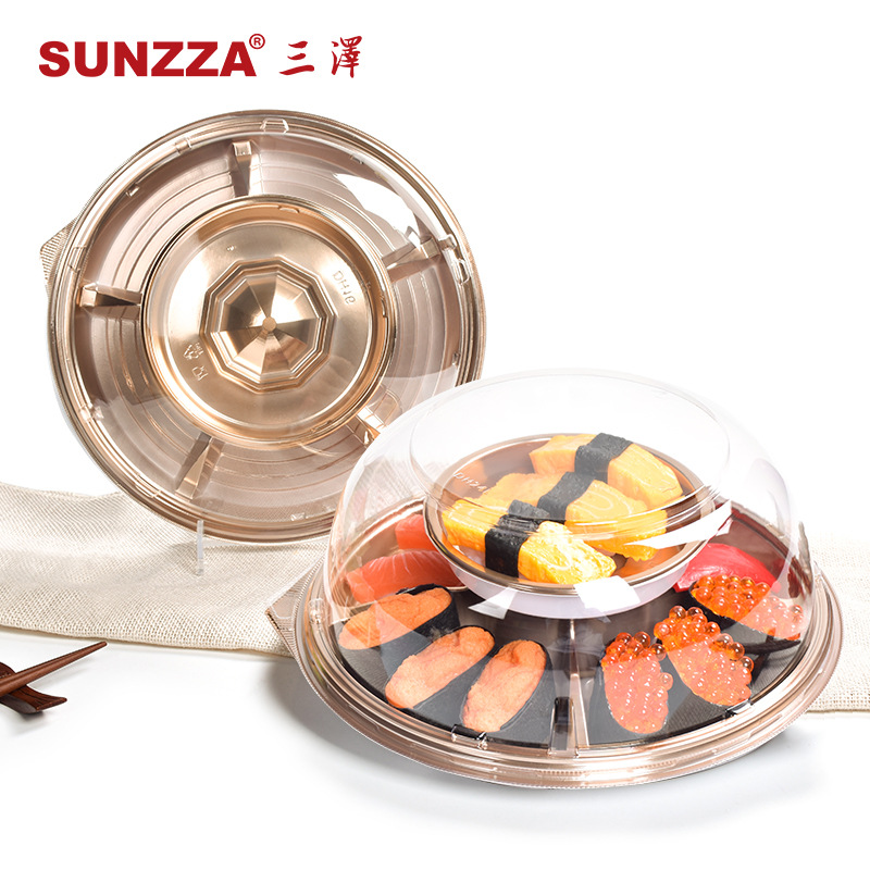 Sunzza直销一次性双层分格寿司包装盒塑料外卖点心甜点果切盒刺身