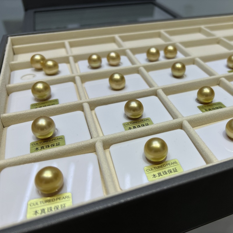 南洋金珠天然海水珍珠裸珠可diy吊坠项链正圆茶金色颗粒批发-阿里巴巴