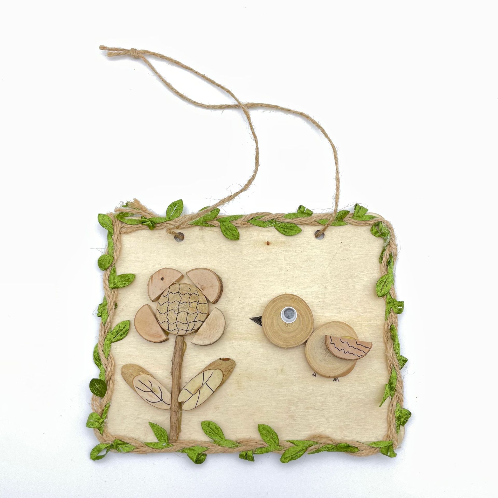 创意diy原木画材料包创意自然原木画树枝画幼儿园相框