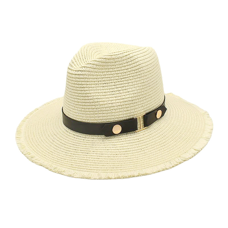 Men's and Women's Spring and Summer New Raw Edge Jazz Hat Neutral Casual Sun-Proof Retro Artistic Style Panama Hat Top Hat