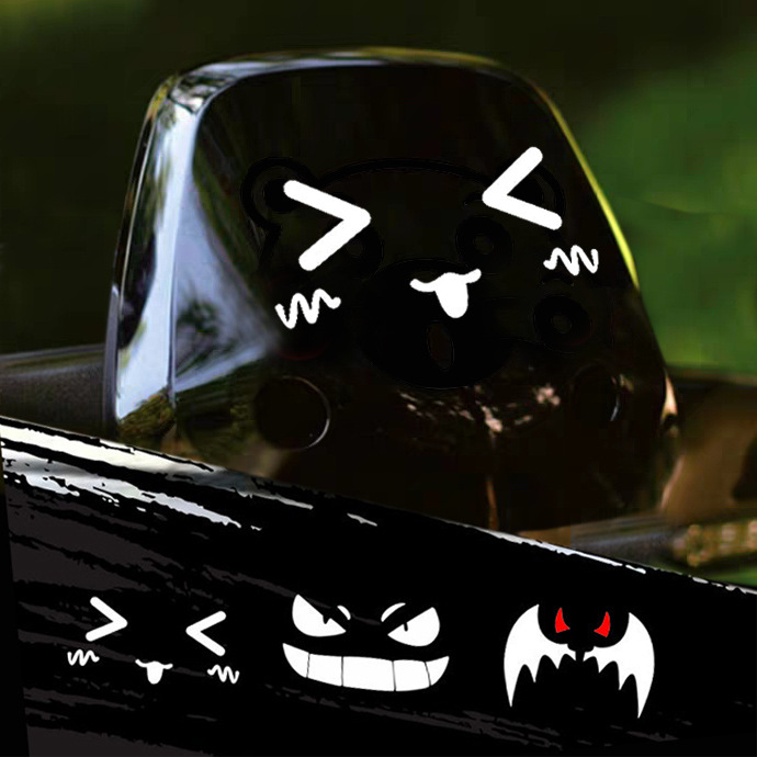 小牛n1恶魔笑脸装饰创意个性反光防水防晒车贴纸电动车仪表前挡贴