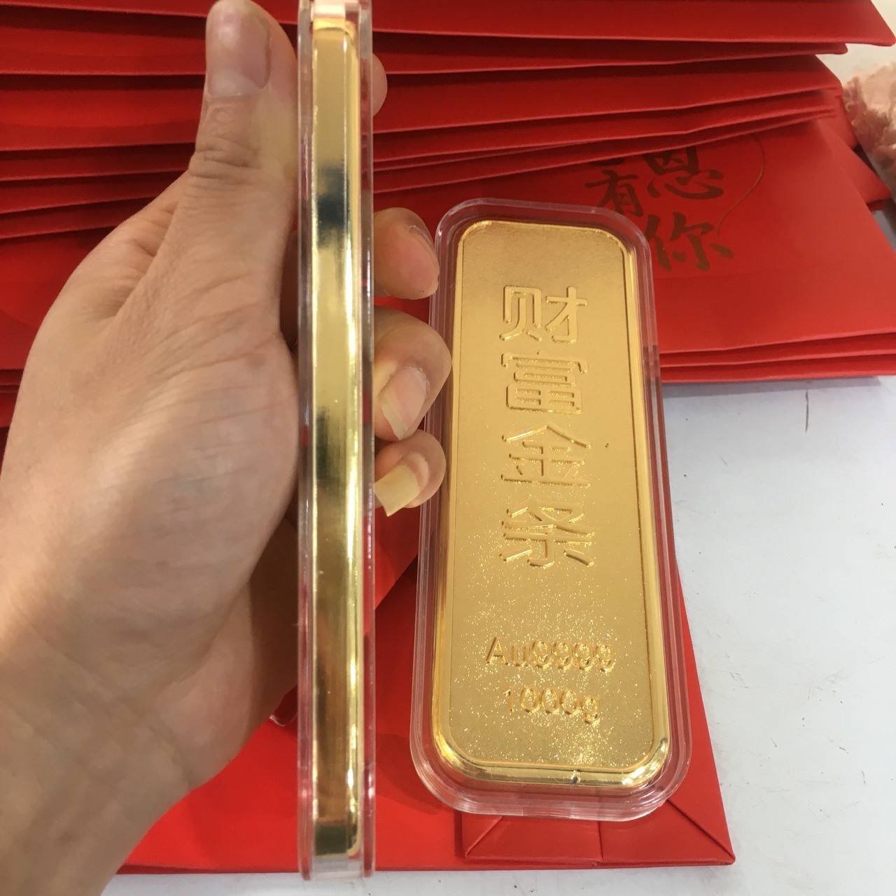 金条仿真样品 铜镀金财富金条投资金砖 金店银行柜台摆件直播金条