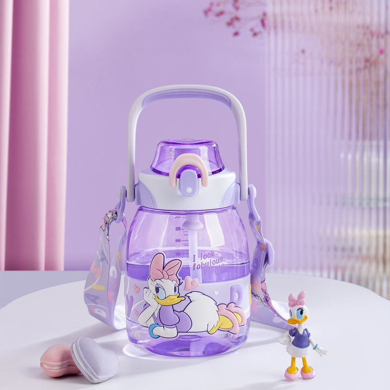 Disney Large Capacity Ton Barrels 1.2L Outdoor Summer Travel Kettle Big Belly Double Drink Cup 3d Plastic-Coated Leak-Proof