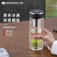 万象加厚双层玻璃杯男士茶杯礼盒车载水杯大容量家用隔热透明杯子