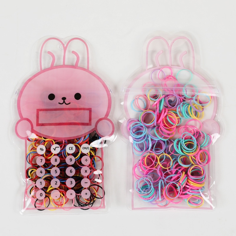 Cute Button Rabbit Bag Small Rubber Band Strong Pull Continuous Hair Band Korean Style Baby Hair Tie Disposable Rubber Band Wholesale