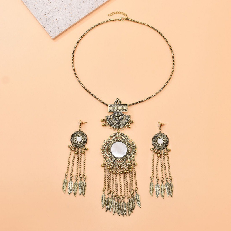 哈萨克族项链耳环套装流苏旅游写真拍照饰品复古中国风项链女配饰