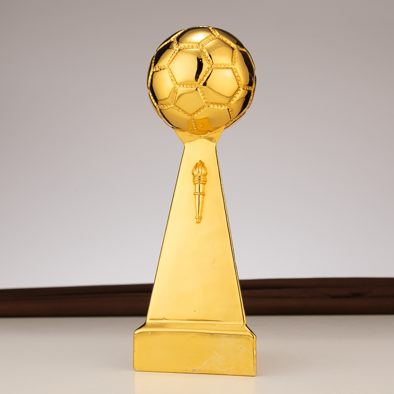 世界杯团队冠军奖杯 22cm足球射手球员奖 电镀树脂定制印字工艺品