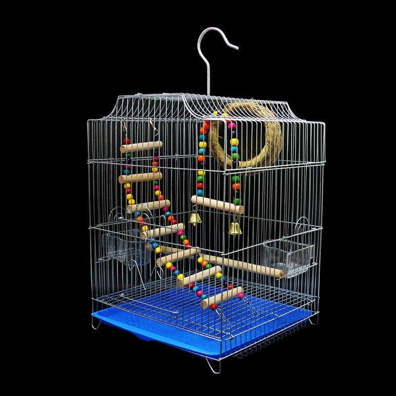 不锈钢鸟笼虎皮鹦鹉大号电镀笼子八哥玄凤牡丹鹦鹉笼鸽子笼亚马逊
