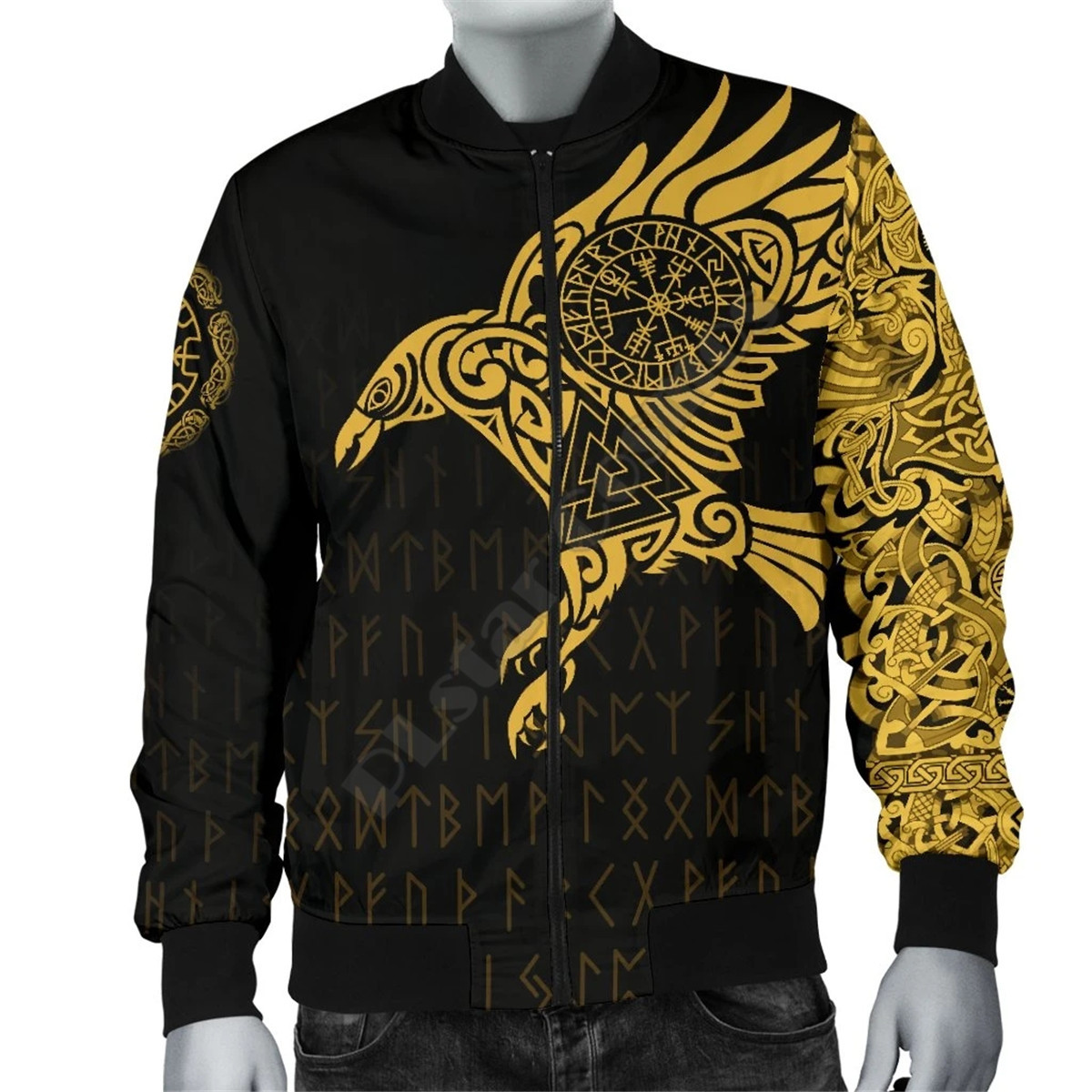 亚马逊跨境热销男士圆领开衫上衣3d数码纹身印花飞行夹克拉链衫