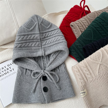 韩版巴拉克拉法帽女秋冬保暖围巾一体针织护耳毛线帽子套头针织帽