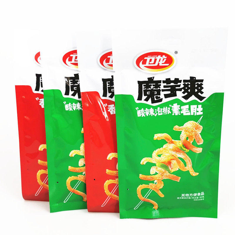 【现货】卫龙50克大包魔芋爽整盒魔芋丝素毛肚香辣麻辣酸辣零食