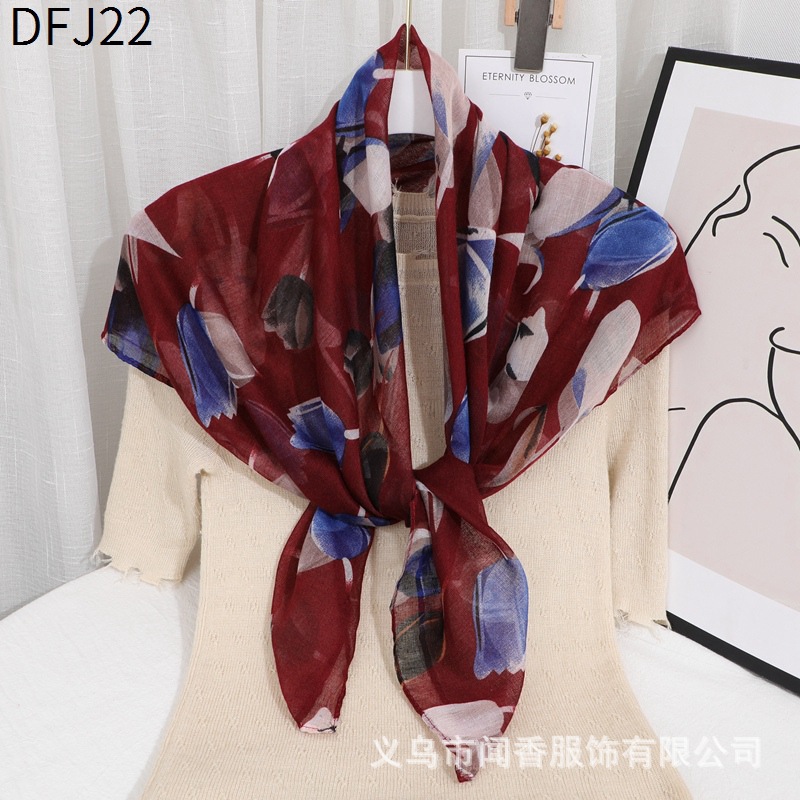 90cm Square Scarf Cotton Warm Scarf Work Dustproof and Sun Protection Headcloth Middle-Aged and Elderly Mother Scarf Silk Scarf