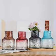 北欧简约创意花瓶透明花瓶水养富贵竹百合玻璃插花瓶客厅餐桌摆件
