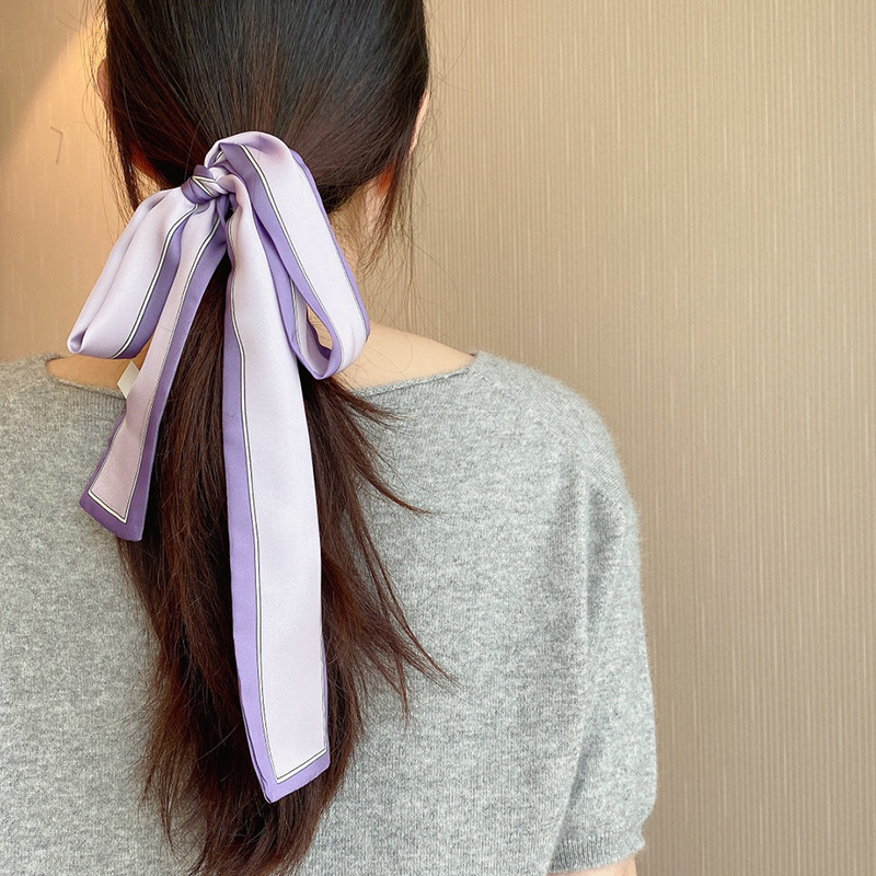 复古法式发带 长飘带女丝巾仿真丝4*150百搭纯色空姐领巾伴手礼品